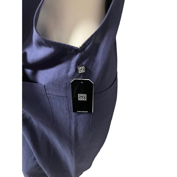 linen bib overalls in blue by Clara sun woo - Picture 12 of 14